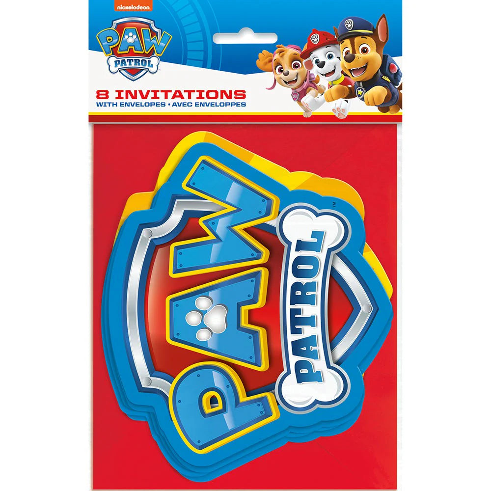 PAW PATROL LARGE INVITATIONS (8 PK)