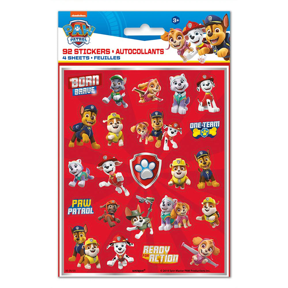 Paw Patrol Sticker Sheets - 4 sheets