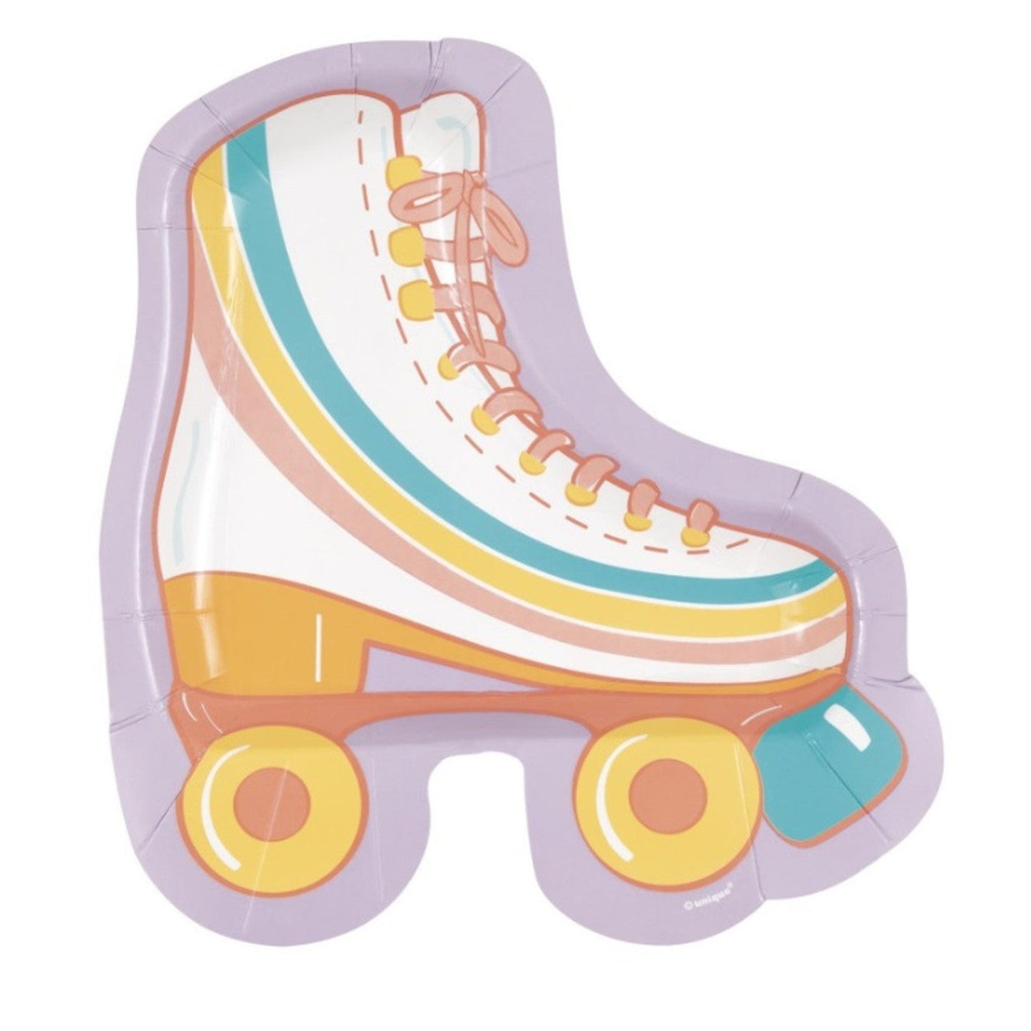 Rainbow Roller Skate Roller-Skate-Shaped 8.25" Plates 8ct