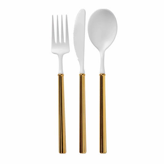 Villa Cutlery White/Gold Handle Set of 24