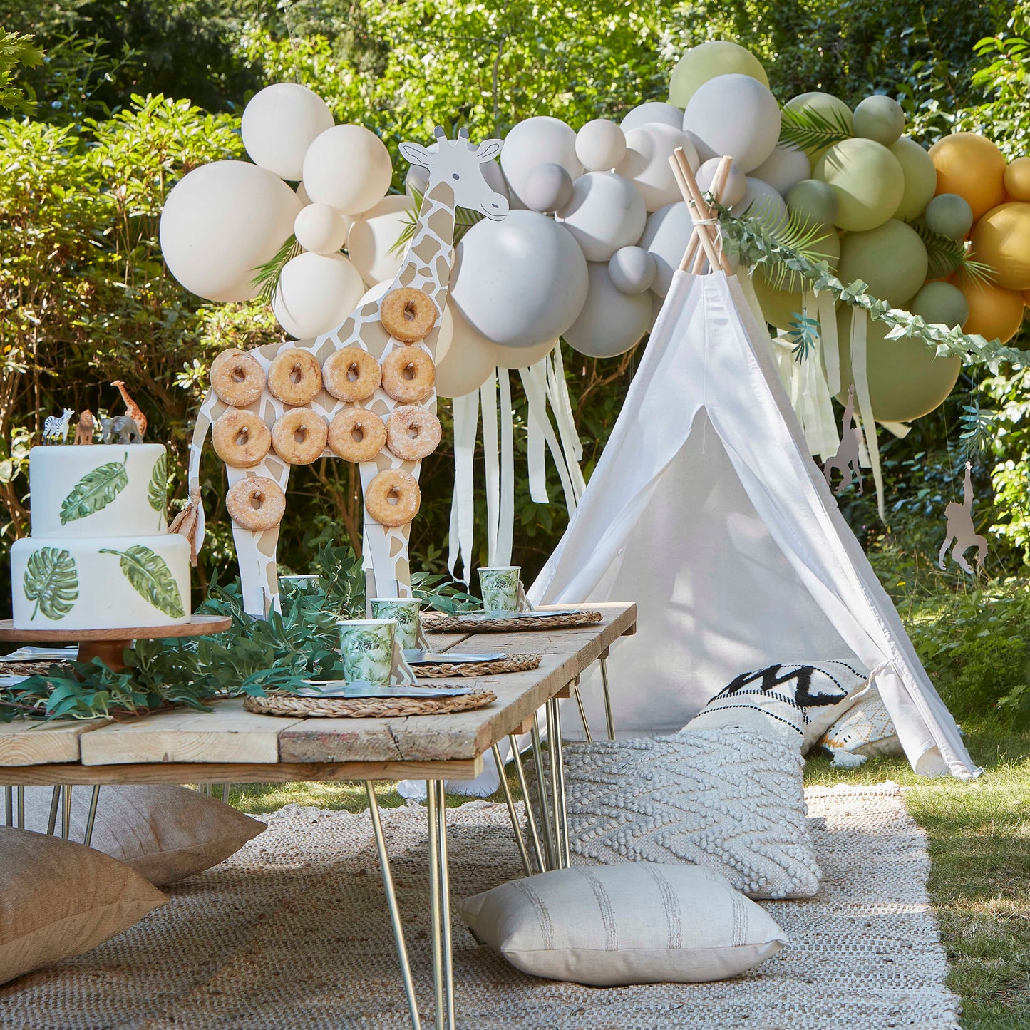 Monkey & Leaf Jungle Bunting Backdrop