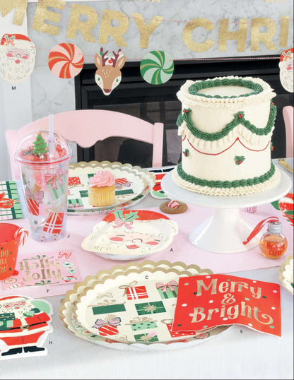 Vintage Christmas 18oz Tumbler with Glitter Dome Lid and Straw