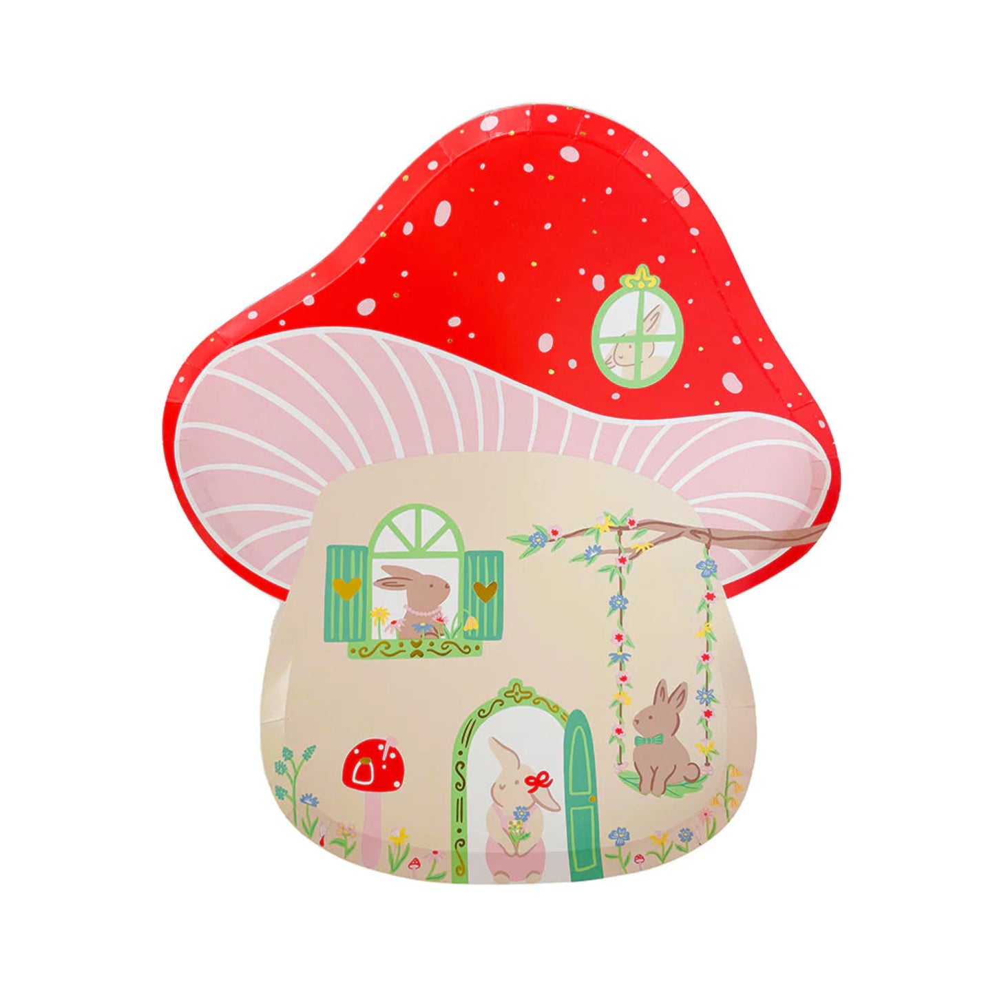 Bunnies In The Garden Mushroom House Large Plates