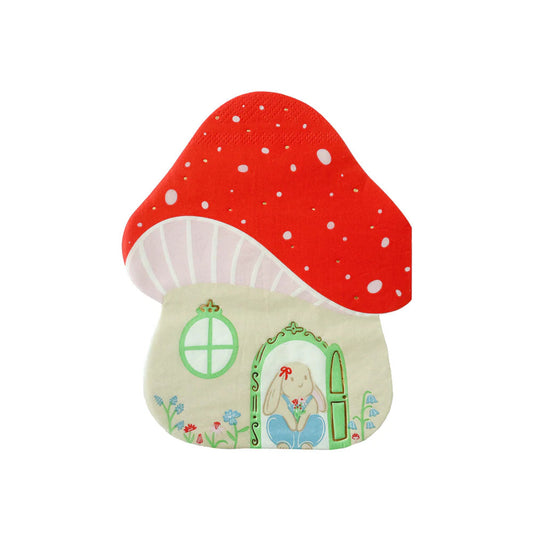 Bunnies In The Garden Mushroom House Large Napkins