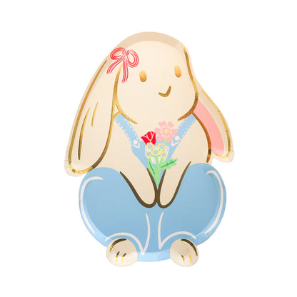 Bunnies In The Garden Overalls Bunny Large Plates