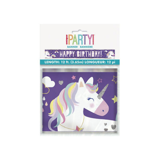 Pancarta de aluminio de feliz cumpleaños con unicornio de 12 pies