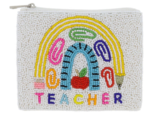 Beaded Rainbow with "Teacher" Coin Purse