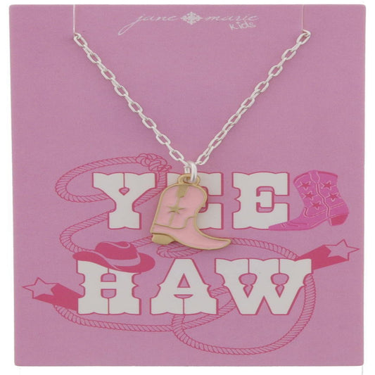 Light Pink Enamel Cowgirl Boot Necklace