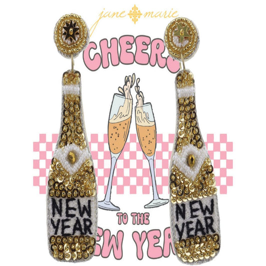Pendientes de botella de champán de año nuevo