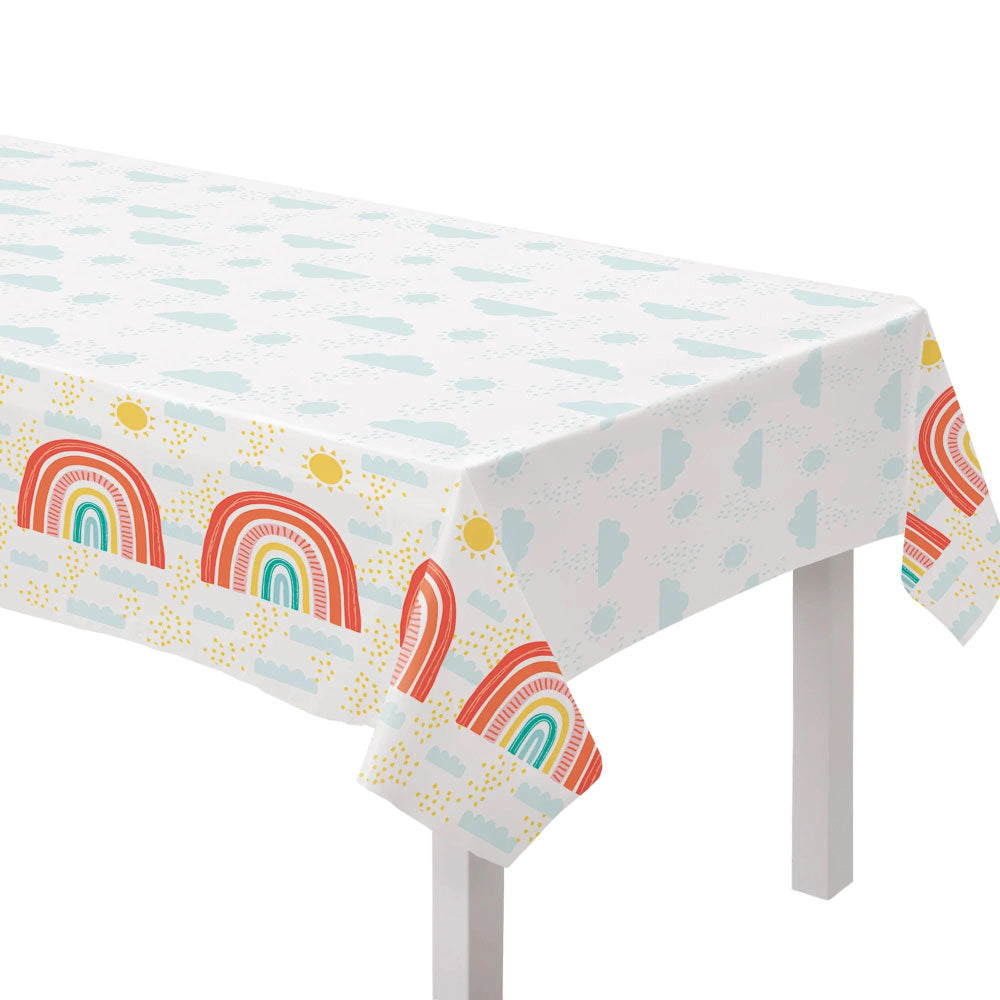 Retro Rainbow Plastic Table Cover