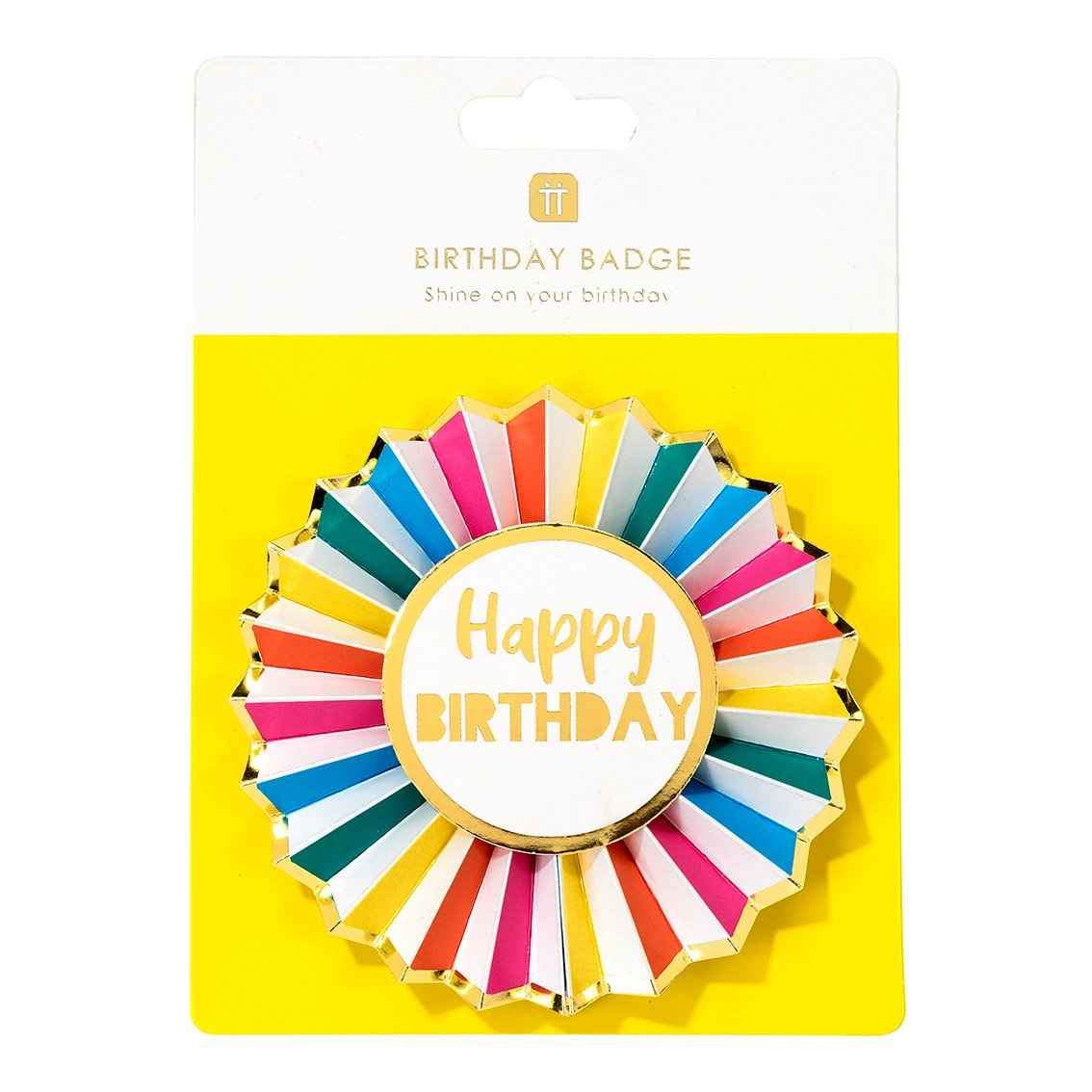 Rainbow Happy Birthday Paper Badge With Gold Foil Detail