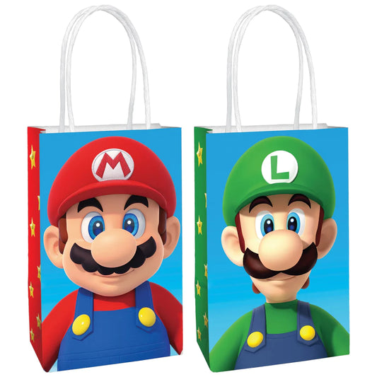 Super Mario Brothers Printed Paper Kraft Bag 8ct