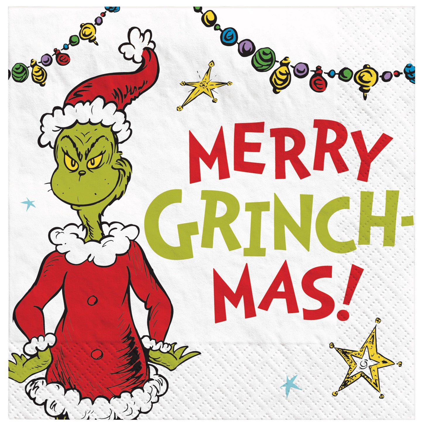 Traditional Grinch Merry Grinchmas Beverage Napkin