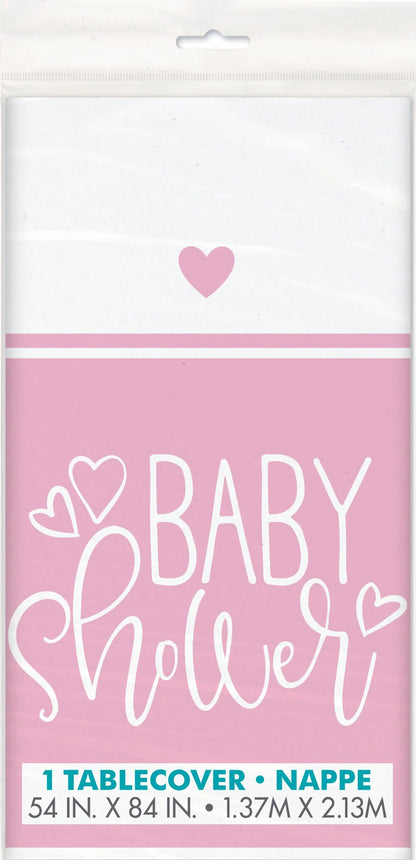 Pink Hearts Baby Shower Tablecloth