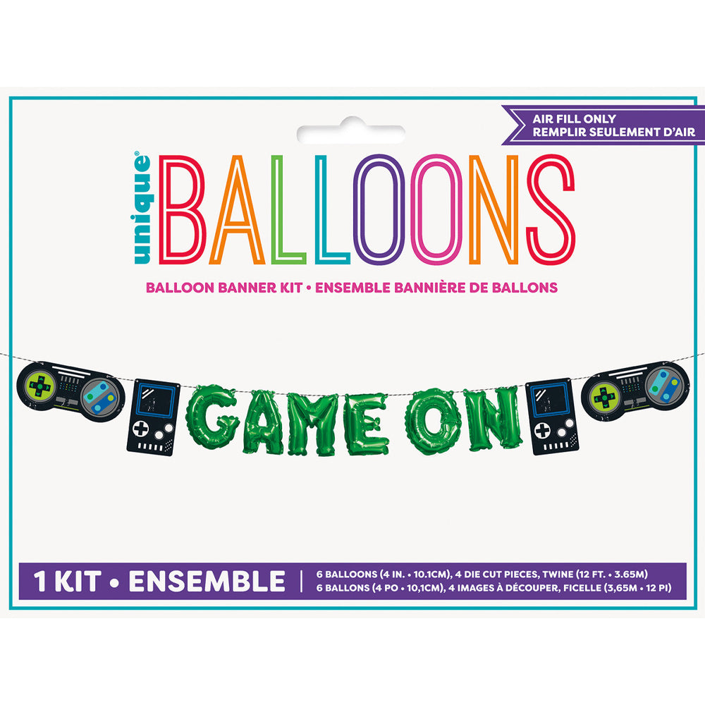 Gamer Birthday "Game On" Mini Foil Balloon Banner Kit