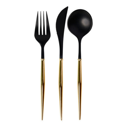 Black & Gold Plastic Cutlery