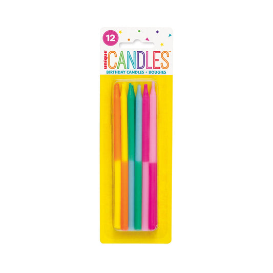 Assorted Two-Color 5" Birthday Candles 12ct