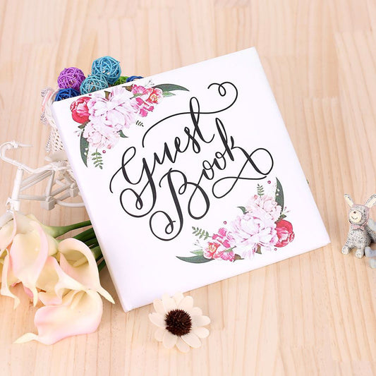 Libro de visitas de boda con diseño floral bohemio