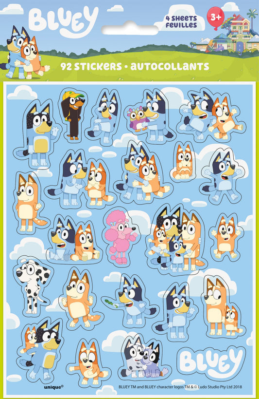Bluey Sticker Sheet Favors, 4ct