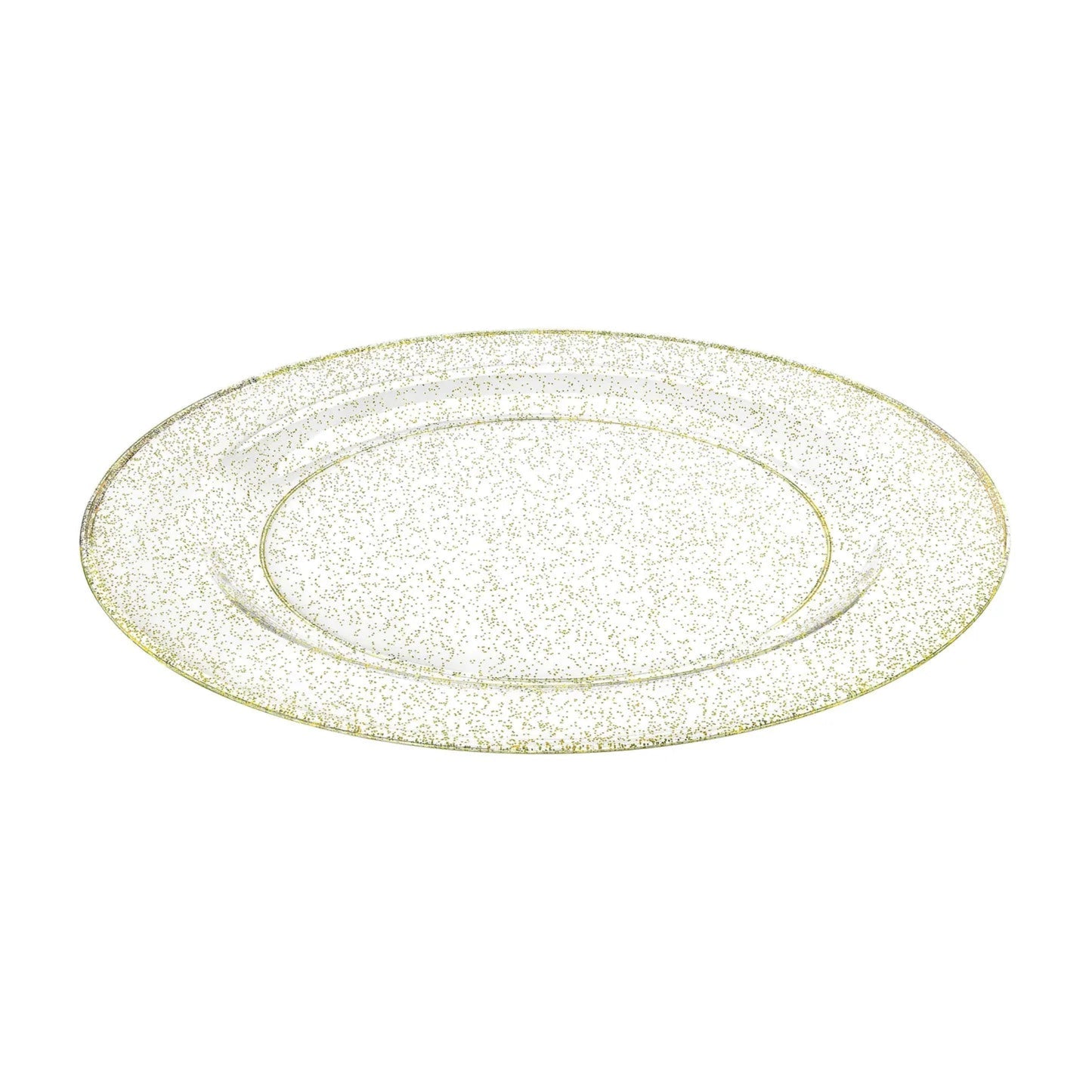 Gold Glitter Plastic Round 10" Dinner Plates 8ct