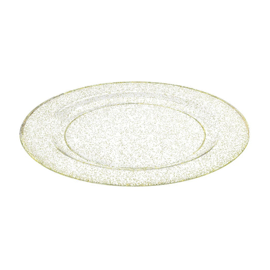 Gold Glitter Plastic Round 10" Dinner Plates 8ct