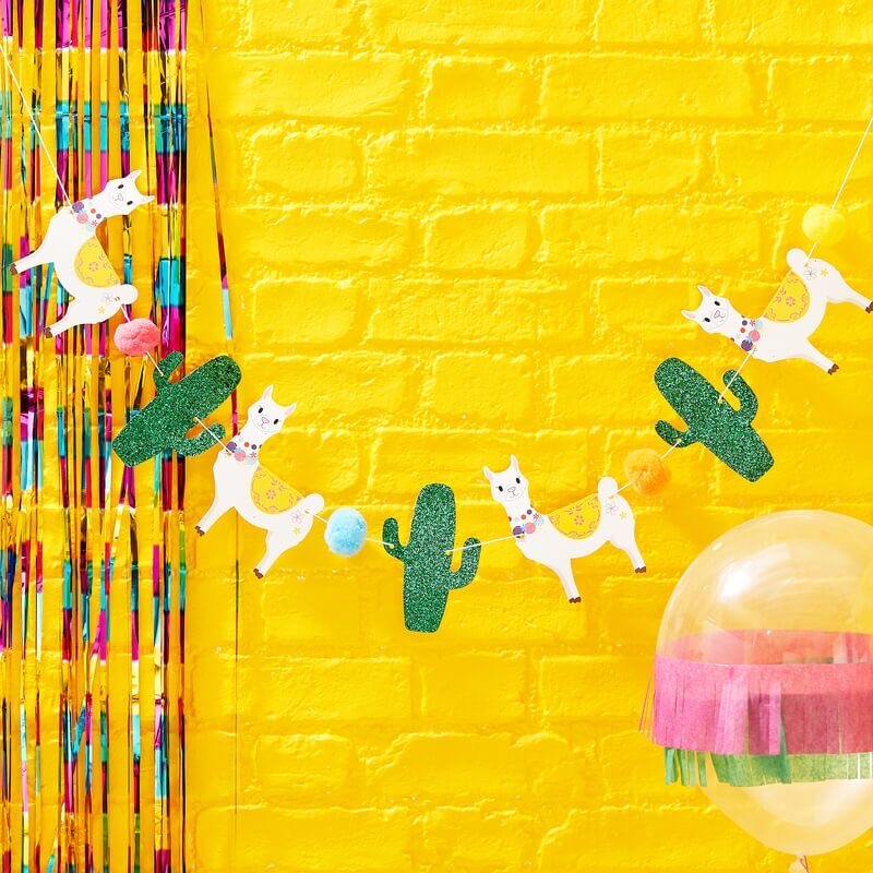 Mexican Themed Lama Glitter Bunting Decoration