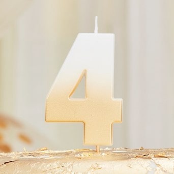 Gold and White Ombre Number Candle Numbers