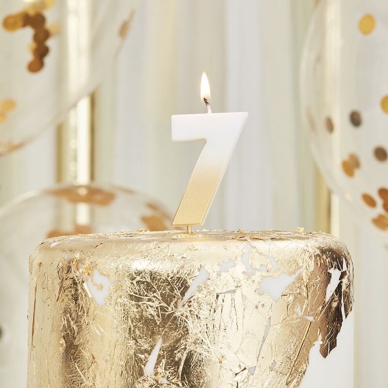 Gold and White Ombre Number Candle Numbers