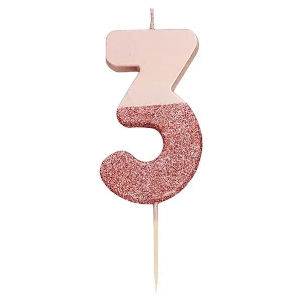 Rose Gold  Numbers Candles