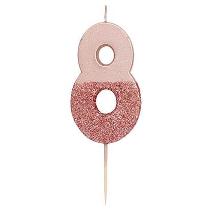 Rose Gold  Numbers Candles