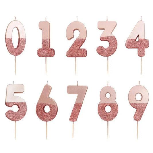 Rose Gold  Numbers Candles