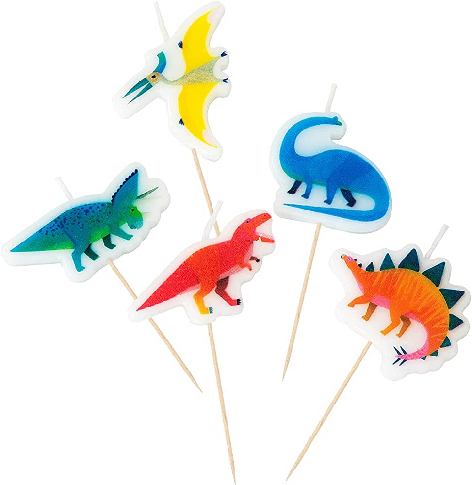 5 velas de dinosaurio de fiesta