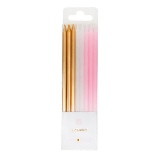 Tall Cake Candles - Pinks (16 Pack)