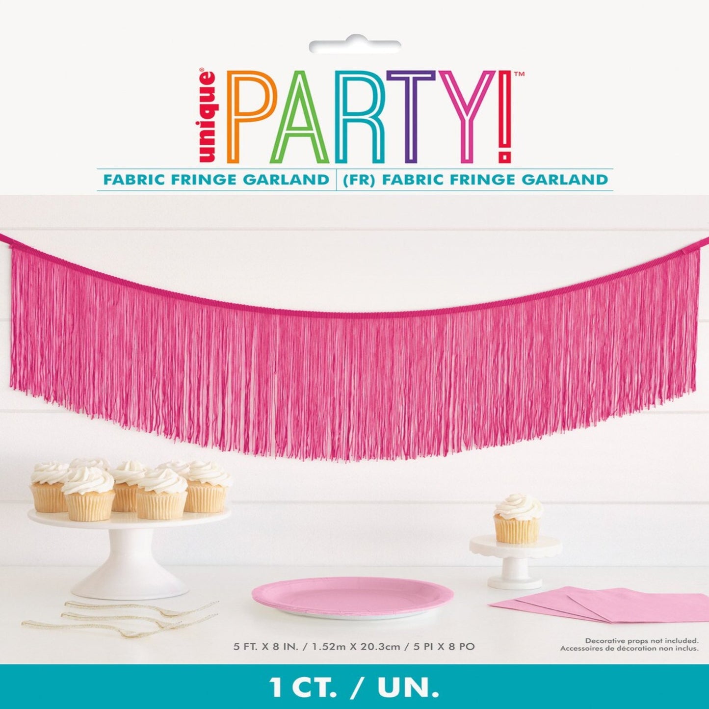 Pink Fabric Fringe Garland 5 ft