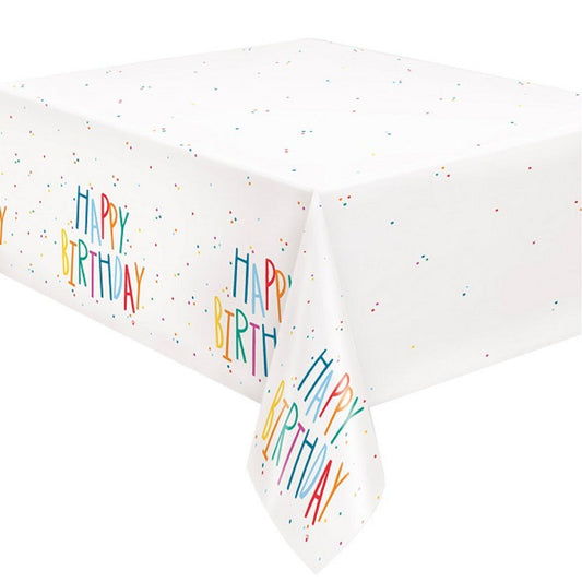 Birthday Mayhem Rectangular Plastic Table Cover 54" x 84" Short Fold