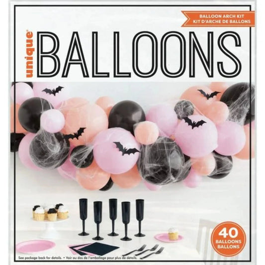 Orange Pink & Black Halloween Latex Balloon Arch Kit