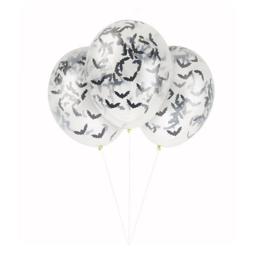 Clear Latex Balloons with Bat-Shaped Confetti 16"