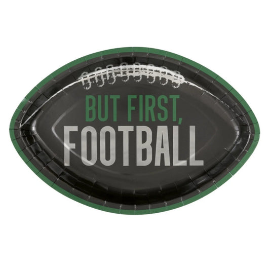 Kickoff Football "But First Football" Shaped 12" Plates 8ct