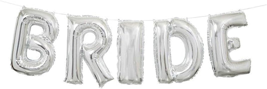 Silver Bride Foil Letter Balloon Banner Kit 14"