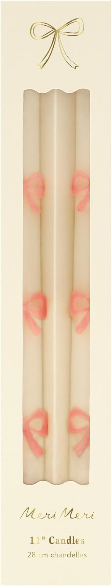 Pink Bow Taper Candles