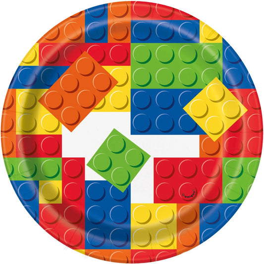 Building Blocks Birthday Round 7" Dessert Plates 8ct
