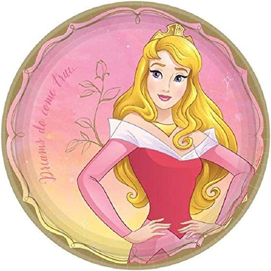 Platos redondos de papel Princesa Aurora de Disney - 9 