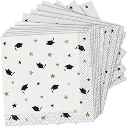 Stars & Caps Graduation Beverage Napkins 16ct