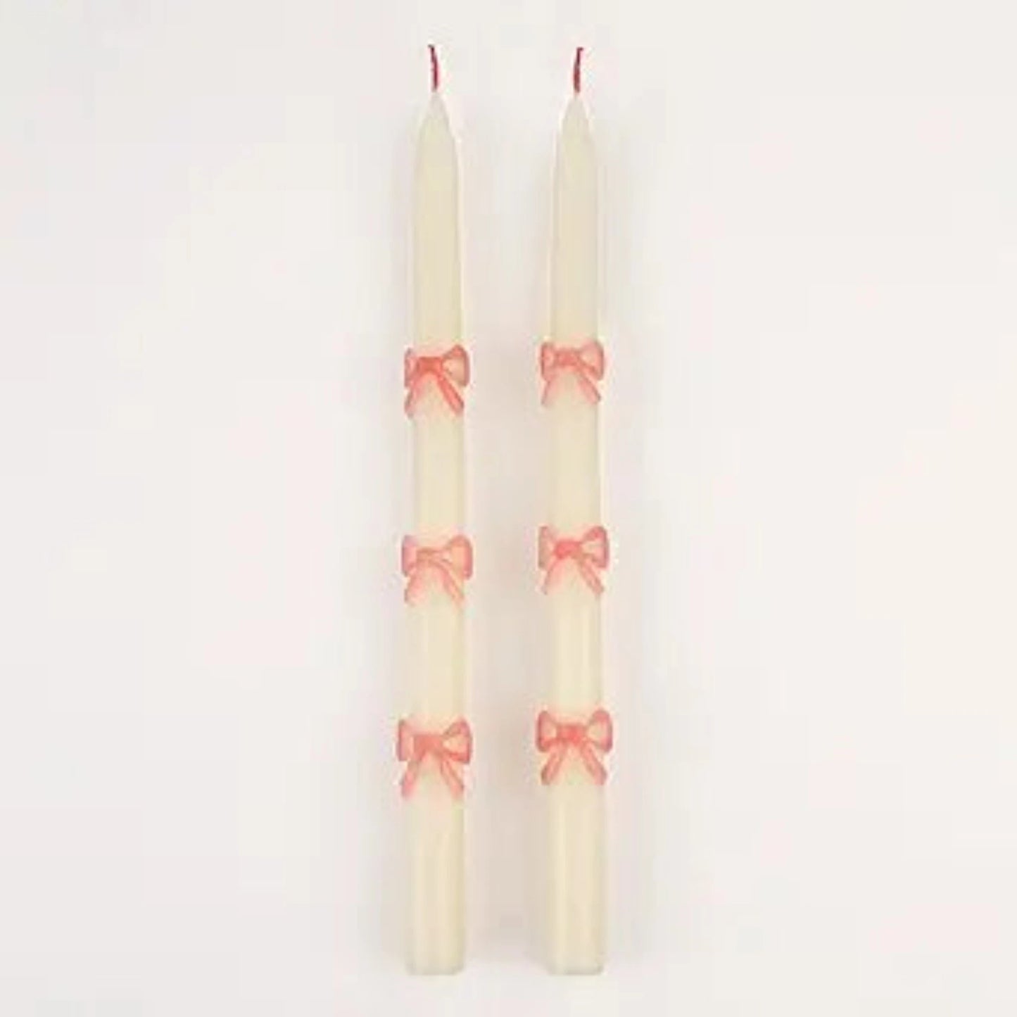 Pink Bow Taper Candles