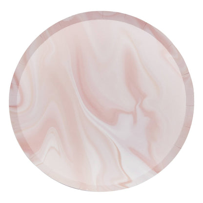 Pink Marble Print Paper Plates