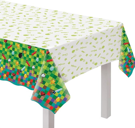 Cubierta de mesa de plástico para fiesta de píxeles