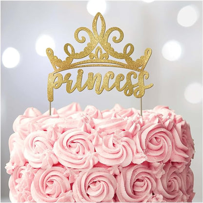 Decoración de pasteles dorados con purpurina de Princesas Disney 