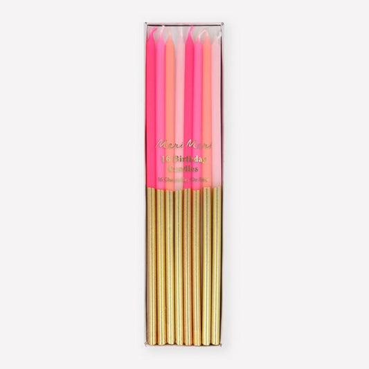 Velas de mezcla rosa bañadas en oro