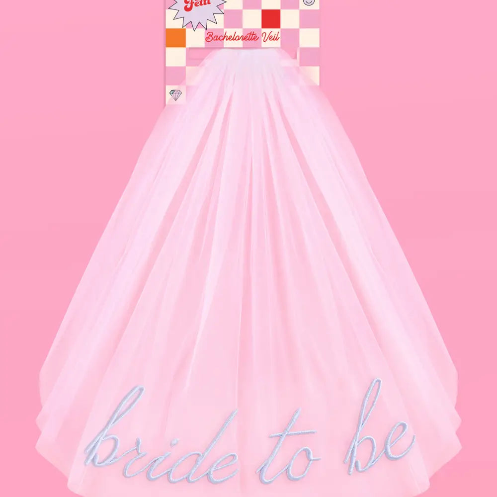 Bride To Be Blue Embroidered Veil