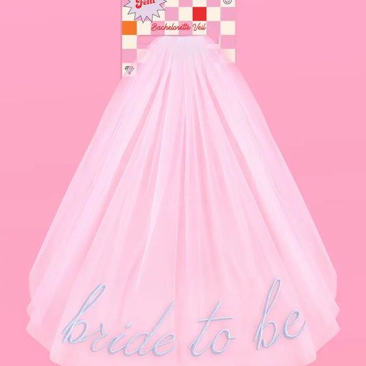 Bride To Be Blue Embroidered Veil